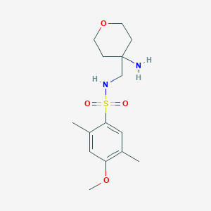 molecular formula C15H24N2O4S B6997408 N-[(4-aminooxan-4-yl)methyl]-4-methoxy-2,5-dimethylbenzenesulfonamide 