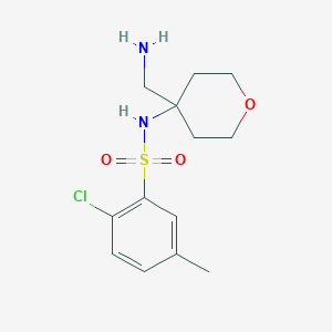 molecular formula C13H19ClN2O3S B6997463 N-[4-(aminomethyl)oxan-4-yl]-2-chloro-5-methylbenzenesulfonamide 