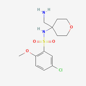 molecular formula C13H19ClN2O4S B6997464 N-[4-(aminomethyl)oxan-4-yl]-5-chloro-2-methoxybenzenesulfonamide 