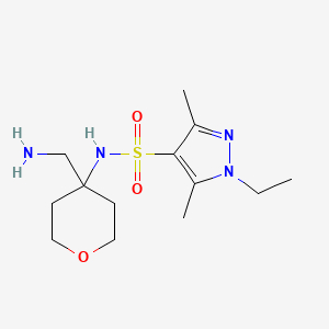 molecular formula C13H24N4O3S B6997476 N-[4-(aminomethyl)oxan-4-yl]-1-ethyl-3,5-dimethylpyrazole-4-sulfonamide 