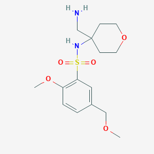 molecular formula C15H24N2O5S B6997482 N-[4-(aminomethyl)oxan-4-yl]-2-methoxy-5-(methoxymethyl)benzenesulfonamide 