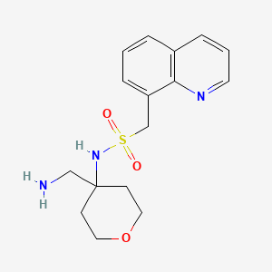 molecular formula C16H21N3O3S B6997505 N-[4-(aminomethyl)oxan-4-yl]-1-quinolin-8-ylmethanesulfonamide 