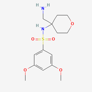 molecular formula C14H22N2O5S B6997519 N-[4-(aminomethyl)oxan-4-yl]-3,5-dimethoxybenzenesulfonamide 