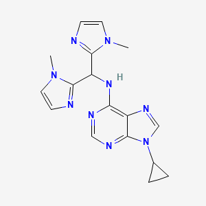 molecular formula C17H19N9 B6997659 N-[bis(1-methylimidazol-2-yl)methyl]-9-cyclopropylpurin-6-amine 