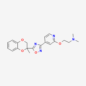 molecular formula C20H22N4O4 B6997674 N,N-dimethyl-2-[4-[5-(3-methyl-2H-1,4-benzodioxin-3-yl)-1,2,4-oxadiazol-3-yl]pyridin-2-yl]oxyethanamine 