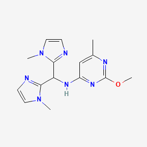 molecular formula C15H19N7O B6997683 N-[bis(1-methylimidazol-2-yl)methyl]-2-methoxy-6-methylpyrimidin-4-amine 