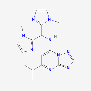 molecular formula C17H21N9 B6997687 N-[bis(1-methylimidazol-2-yl)methyl]-5-propan-2-yl-[1,2,4]triazolo[1,5-a]pyrimidin-7-amine 