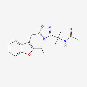 molecular formula C18H21N3O3 B6997775 N-[2-[5-[(2-ethyl-1-benzofuran-3-yl)methyl]-1,2,4-oxadiazol-3-yl]propan-2-yl]acetamide 