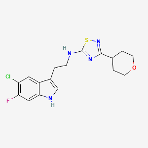 molecular formula C17H18ClFN4OS B6997937 N-[2-(5-chloro-6-fluoro-1H-indol-3-yl)ethyl]-3-(oxan-4-yl)-1,2,4-thiadiazol-5-amine 