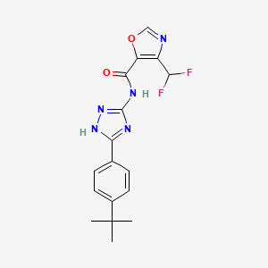 molecular formula C17H17F2N5O2 B6997952 N-[5-(4-tert-butylphenyl)-1H-1,2,4-triazol-3-yl]-4-(difluoromethyl)-1,3-oxazole-5-carboxamide 