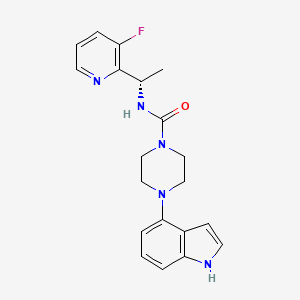 molecular formula C20H22FN5O B6998019 N-[(1S)-1-(3-fluoropyridin-2-yl)ethyl]-4-(1H-indol-4-yl)piperazine-1-carboxamide 