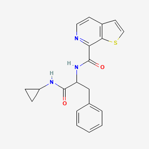 molecular formula C20H19N3O2S B6998069 N-[1-(cyclopropylamino)-1-oxo-3-phenylpropan-2-yl]thieno[2,3-c]pyridine-7-carboxamide 