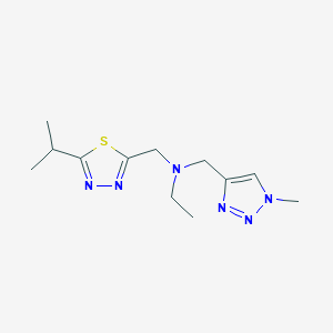 molecular formula C12H20N6S B6998315 N-[(1-methyltriazol-4-yl)methyl]-N-[(5-propan-2-yl-1,3,4-thiadiazol-2-yl)methyl]ethanamine 