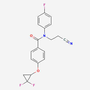 molecular formula C19H15F3N2O2 B6998353 N-(2-cyanoethyl)-4-(2,2-difluorocyclopropyl)oxy-N-(4-fluorophenyl)benzamide 