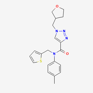 molecular formula C20H22N4O2S B6998418 N-(4-methylphenyl)-1-(oxolan-3-ylmethyl)-N-(thiophen-2-ylmethyl)triazole-4-carboxamide 