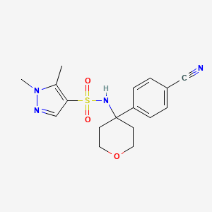 molecular formula C17H20N4O3S B6998463 N-[4-(4-cyanophenyl)oxan-4-yl]-1,5-dimethylpyrazole-4-sulfonamide 