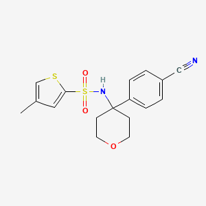 molecular formula C17H18N2O3S2 B6998470 N-[4-(4-cyanophenyl)oxan-4-yl]-4-methylthiophene-2-sulfonamide 