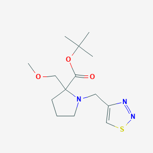 molecular formula C14H23N3O3S B6998493 Tert-butyl 2-(methoxymethyl)-1-(thiadiazol-4-ylmethyl)pyrrolidine-2-carboxylate 