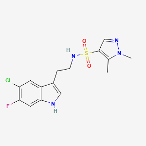 molecular formula C15H16ClFN4O2S B6998518 N-[2-(5-chloro-6-fluoro-1H-indol-3-yl)ethyl]-1,5-dimethylpyrazole-4-sulfonamide 