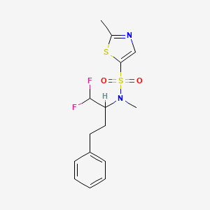 molecular formula C15H18F2N2O2S2 B6998523 N-(1,1-difluoro-4-phenylbutan-2-yl)-N,2-dimethyl-1,3-thiazole-5-sulfonamide 