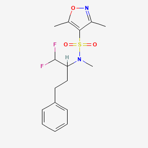 molecular formula C16H20F2N2O3S B6998531 N-(1,1-difluoro-4-phenylbutan-2-yl)-N,3,5-trimethyl-1,2-oxazole-4-sulfonamide 