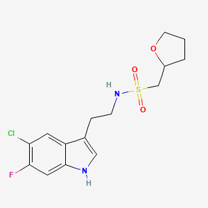 molecular formula C15H18ClFN2O3S B6998548 N-[2-(5-chloro-6-fluoro-1H-indol-3-yl)ethyl]-1-(oxolan-2-yl)methanesulfonamide 
