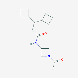 molecular formula C16H26N2O2 B6998680 N-(1-acetylazetidin-3-yl)-3,3-di(cyclobutyl)propanamide 