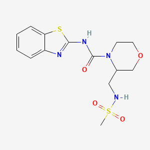 molecular formula C14H18N4O4S2 B6998801 N-(1,3-benzothiazol-2-yl)-3-(methanesulfonamidomethyl)morpholine-4-carboxamide 