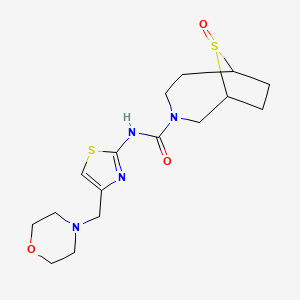 molecular formula C16H24N4O3S2 B6998861 N-[4-(morpholin-4-ylmethyl)-1,3-thiazol-2-yl]-9-oxo-9lambda4-thia-3-azabicyclo[4.2.1]nonane-3-carboxamide 