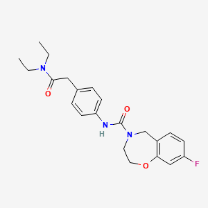 molecular formula C22H26FN3O3 B6998942 N-[4-[2-(diethylamino)-2-oxoethyl]phenyl]-8-fluoro-3,5-dihydro-2H-1,4-benzoxazepine-4-carboxamide 