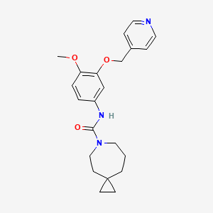molecular formula C22H27N3O3 B6998972 N-[4-methoxy-3-(pyridin-4-ylmethoxy)phenyl]-6-azaspiro[2.6]nonane-6-carboxamide 
