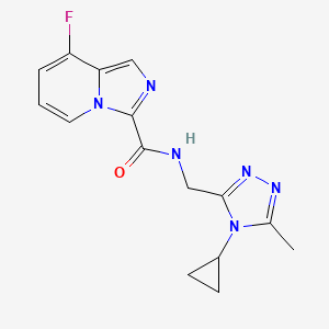 molecular formula C15H15FN6O B6999468 N-[(4-cyclopropyl-5-methyl-1,2,4-triazol-3-yl)methyl]-8-fluoroimidazo[1,5-a]pyridine-3-carboxamide 