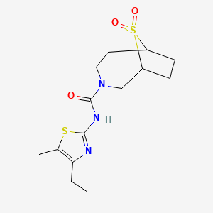 molecular formula C14H21N3O3S2 B6999633 N-(4-ethyl-5-methyl-1,3-thiazol-2-yl)-9,9-dioxo-9lambda6-thia-3-azabicyclo[4.2.1]nonane-3-carboxamide 