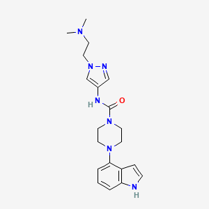 molecular formula C20H27N7O B6999698 N-[1-[2-(dimethylamino)ethyl]pyrazol-4-yl]-4-(1H-indol-4-yl)piperazine-1-carboxamide 