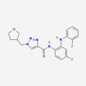 molecular formula C20H19F2N5O2 B6999735 N-[4-fluoro-2-(2-fluoroanilino)phenyl]-1-(oxolan-3-ylmethyl)triazole-4-carboxamide 