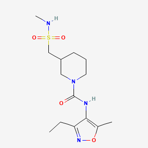 molecular formula C14H24N4O4S B7000025 N-(3-ethyl-5-methyl-1,2-oxazol-4-yl)-3-(methylsulfamoylmethyl)piperidine-1-carboxamide 