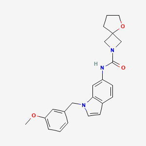 molecular formula C23H25N3O3 B7000068 N-[1-[(3-methoxyphenyl)methyl]indol-6-yl]-5-oxa-2-azaspiro[3.4]octane-2-carboxamide 