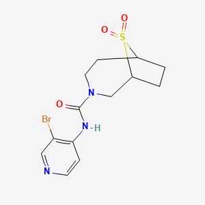 molecular formula C13H16BrN3O3S B7000072 N-(3-bromopyridin-4-yl)-9,9-dioxo-9lambda6-thia-3-azabicyclo[4.2.1]nonane-3-carboxamide 