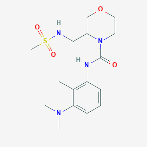 molecular formula C16H26N4O4S B7000225 N-[3-(dimethylamino)-2-methylphenyl]-3-(methanesulfonamidomethyl)morpholine-4-carboxamide 