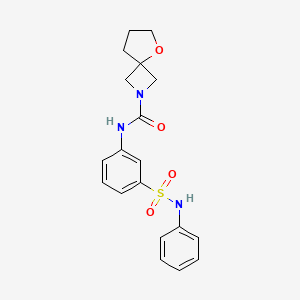 molecular formula C19H21N3O4S B7000252 N-[3-(phenylsulfamoyl)phenyl]-5-oxa-2-azaspiro[3.4]octane-2-carboxamide 