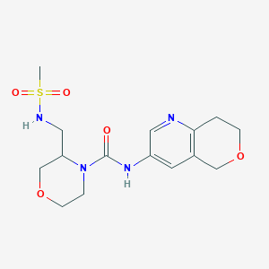 molecular formula C15H22N4O5S B7000266 N-(7,8-dihydro-5H-pyrano[4,3-b]pyridin-3-yl)-3-(methanesulfonamidomethyl)morpholine-4-carboxamide 