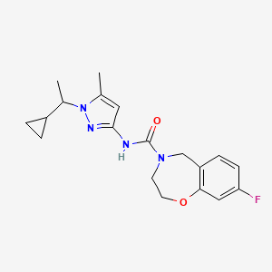 molecular formula C19H23FN4O2 B7000317 N-[1-(1-cyclopropylethyl)-5-methylpyrazol-3-yl]-8-fluoro-3,5-dihydro-2H-1,4-benzoxazepine-4-carboxamide 