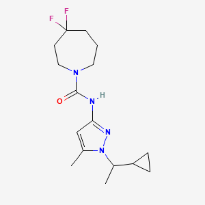molecular formula C16H24F2N4O B7000346 N-[1-(1-cyclopropylethyl)-5-methylpyrazol-3-yl]-4,4-difluoroazepane-1-carboxamide 