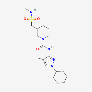molecular formula C18H31N5O3S B7000354 N-(1-cyclohexyl-4-methylpyrazol-3-yl)-3-(methylsulfamoylmethyl)piperidine-1-carboxamide 