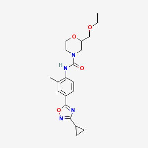 molecular formula C20H26N4O4 B7000397 N-[4-(3-cyclopropyl-1,2,4-oxadiazol-5-yl)-2-methylphenyl]-2-(ethoxymethyl)morpholine-4-carboxamide 