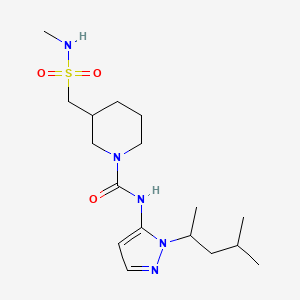 molecular formula C17H31N5O3S B7000402 N-[2-(4-methylpentan-2-yl)pyrazol-3-yl]-3-(methylsulfamoylmethyl)piperidine-1-carboxamide 