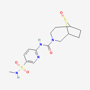 molecular formula C14H20N4O4S2 B7000588 N-[5-(methylsulfamoyl)pyridin-2-yl]-9-oxo-9lambda4-thia-3-azabicyclo[4.2.1]nonane-3-carboxamide 