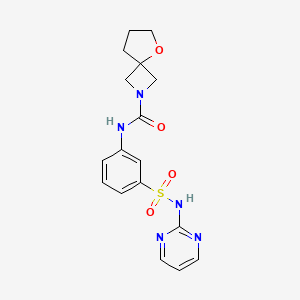 molecular formula C17H19N5O4S B7000615 N-[3-(pyrimidin-2-ylsulfamoyl)phenyl]-5-oxa-2-azaspiro[3.4]octane-2-carboxamide 