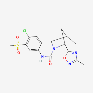 molecular formula C16H17ClN4O4S B7000670 N-(4-chloro-3-methylsulfonylphenyl)-1-(3-methyl-1,2,4-oxadiazol-5-yl)-2-azabicyclo[2.1.1]hexane-2-carboxamide 