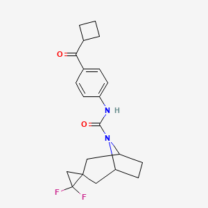 molecular formula C21H24F2N2O2 B7000697 N-[4-(cyclobutanecarbonyl)phenyl]-1',1'-difluorospiro[8-azabicyclo[3.2.1]octane-3,2'-cyclopropane]-8-carboxamide 